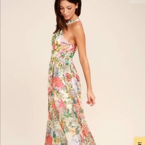 Lilja Cream Floral Print Maxi dress